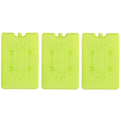 Koelelement plat - 3x - groen - 200 ml - 11 x 16 cm - koeltas/koelbox element