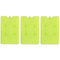 Koelelement plat - 3x - groen - 200 ml - 11 x 16 cm - koeltas/koelbox element