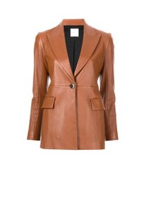 Rosetta Getty blazer en peau d'agneau à simple boutonnage - Marron