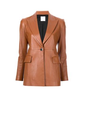 Rosetta Getty blazer en peau d'agneau à simple boutonnage - Marron