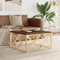 Salontafel roestvrijstaal en massief gerecycled hout goudkleur
