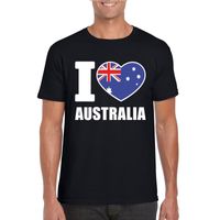 Zwart I love Australie fan shirt heren - thumbnail