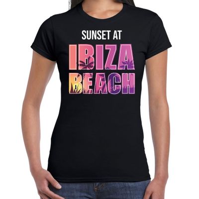 Sunset at Ibiza Beach t-shirt / shirt zwart voor dames