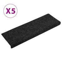 vidaXL Trapmatten 5 st 65x21x4 cm naaldvilt zwart