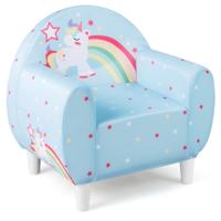 Kinderbank Gestoffeerde Fauteuil met Ademende Spandexstof en Schuimvulling met Hoge Dichtheid Kleurrijke Leesbank met Eenhoornpatroon