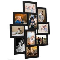VidaXL Fotolijst voor 10x(13x18 cm) foto mdf zwart
