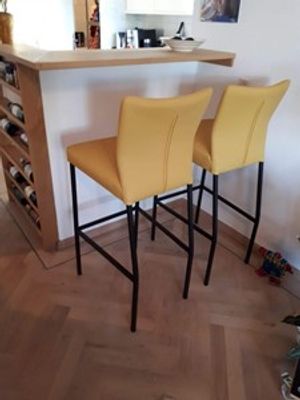 Set van 2 leren barstoelen - geel leer - Echt leer, Modern, ontdek de vele Leersoorten en Kleuren bij ShopX