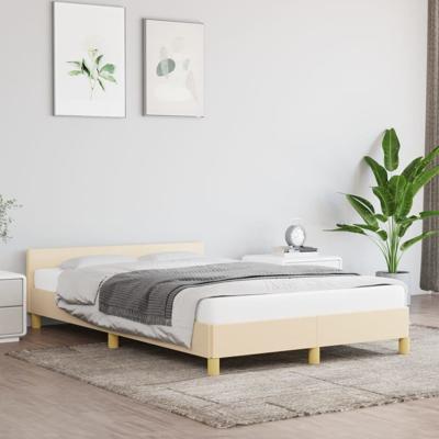 Bedframe met hoofdeinde stof crmekleurig 120x200 cm