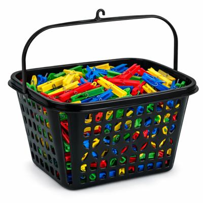 Plasticforte Knijpermandje - zwart - kunststof - wasknijpertasje/knijperzak Plasticforte Knijpermandje - zwart - kunststof - wasknijpertasje/knijperzak