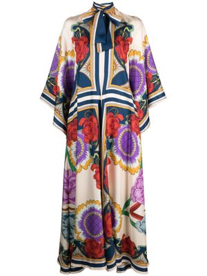 La DoubleJ robe longue Magnifico à fleurs - Tons neutres