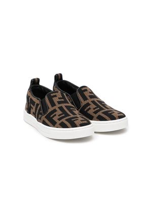 Fendi Kids baskets à motif FF - Marron