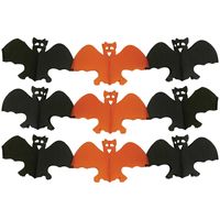 Halloween feestslinger vleermuizen - 2x - 3 meter - oranje/zwart - van papier