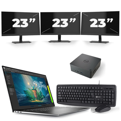 Dell Precision 5570 - Intel Core i7-12e Generatie - 15 inch - 16GB RAM - 256GB SSD - Windows 11 Home + 3x 23 inch Monitor