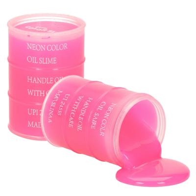 2x Potjes speelgoed/hobby slijm roze in olievat 5,5 x 8 cm 150 ml inhoud
