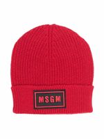 MSGM Kids bonnet nervuré à patch logo - Rouge