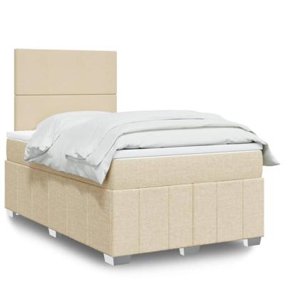 Boxspring met matras stof crèmekleurig 120x200 cm