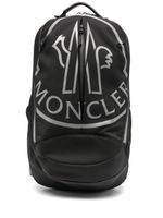 Moncler sac à dos en cuir à logo imprimé - Noir