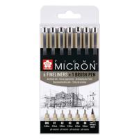 Sakura pigma micron set 6 fineliners en1 pigma penseel Sakura pigma micron set 6 fineliners en1 pigma penseel
