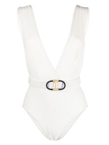 ZIMMERMANN maillot de bain à taille ceinturée - Blanc