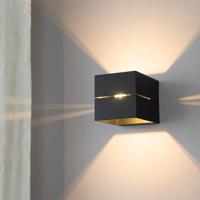 Gemini nero by LUSENZ - Kubusvormige up and down wandlamp met een mat zwarte coating