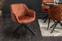 Draaibare design stoel EUPHORIA bruin fluweel met armleuning metalen frame zwart - 40262