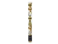 Kerstfiguurset glas koker 9 stuks goud