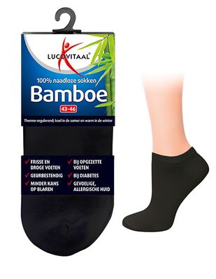 Bamboe enkelsok zwart maat 35-38