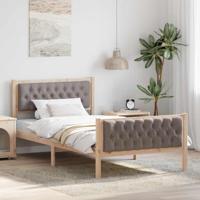 Bedframe met hoofdeinde Taupe 100 x 200 cm Massief grenenhout