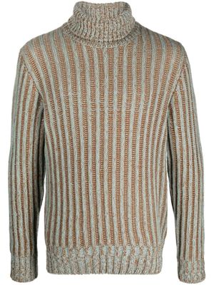 D4.0 pull en maille nervurée à col roulé - Vert