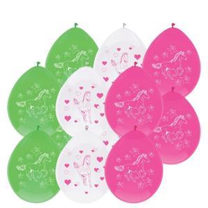 Ballonnen paarden thema - 12x - 30 cm - paard/pony versiering - kinderfeestje/kinderpartijtje