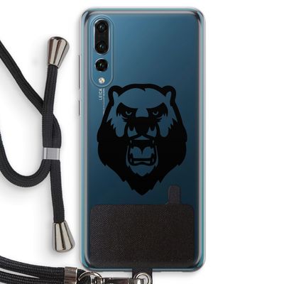 Angry Bear (black): Huawei P20 Pro Transparant Hoesje met koord