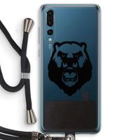 Angry Bear (black): Huawei P20 Pro Transparant Hoesje met koord