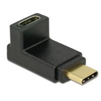 DeLOCK usb 10gbps (usb 3.1 gen 2) usb-c (male) naar usb-c (female) haaks (omhoog/omlaag) adapter (zwart)