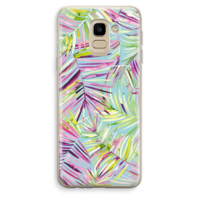 Tropical Palms Blue: Samsung Galaxy J6 (2018) Transparant Hoesje