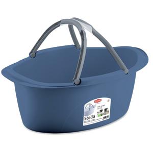 Wasmand/draagmand/teil met hengsel - kunststof - 25 Liter - blauw - 60 x 40 x 25 cm