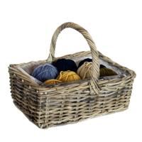 Mand met hengsel - bruin - 40 x 28 x 30 cm - rotan - gevlochten riet - hengselmand