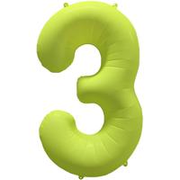 Folieballon Cijfer 3 Neon Geel (86cm)