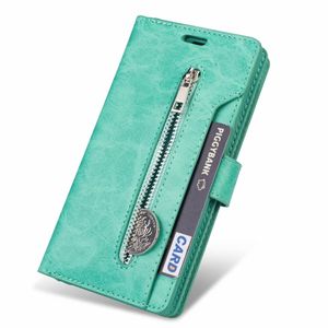 Samsung Galaxy S10 Plus hoesje - Bookcase - Koord - Pasjeshouder - Portemonnee - Rits - Kunstleer - Turquoise