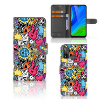 Huawei P Smart 2020 Wallet Case met Pasjes Punk Rock