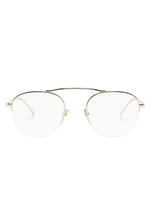 Saint Laurent Eyewear lunettes de vue rondes à logo gravé - Or