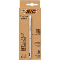 Balpen bic cristal re-new 1 pen + 2 vull m blauw | 11340 stuks