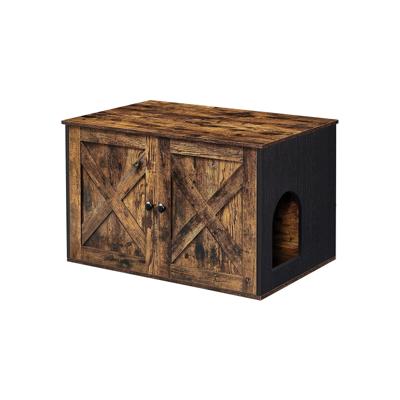 Kattenbak met deurtjes, Vintagebruin + zwart / 53T x 80B cm
