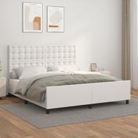 Bedframe met hoofdbord kunstleer wit 160x200 cm