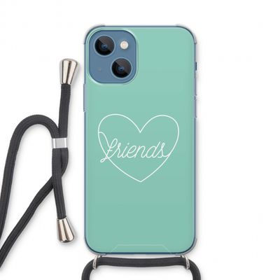 Friends heart pastel: iPhone 13 Transparant Hoesje met koord