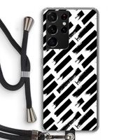 Zwarte vegen: Samsung Galaxy S21 Ultra Transparant Hoesje met koord