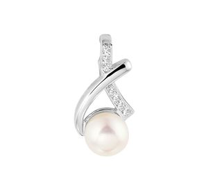 Hanger zilver-zoetwaterparel-zirconia wit 9 x 17,5 mm