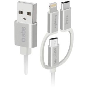 sbs mobile USB-C-kabel USB 2.0 USB-C, Apple Lightning stekker, USB-micro-B stekker 1.20 m Wit TECABLEUSBIP53189W