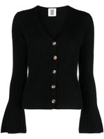 By Malene Birger cardigan nervuré en laine à col v - Noir