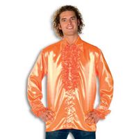 Overhemd oranje met rouches heren - thumbnail