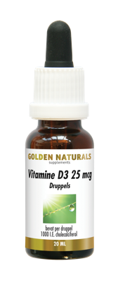 Golden Naturals Liquids Vloeibaar Vitamine D3 25mcg 20ml Golden Naturals Liquids Vloeibaar Vitamine D3 25mcg 20ml